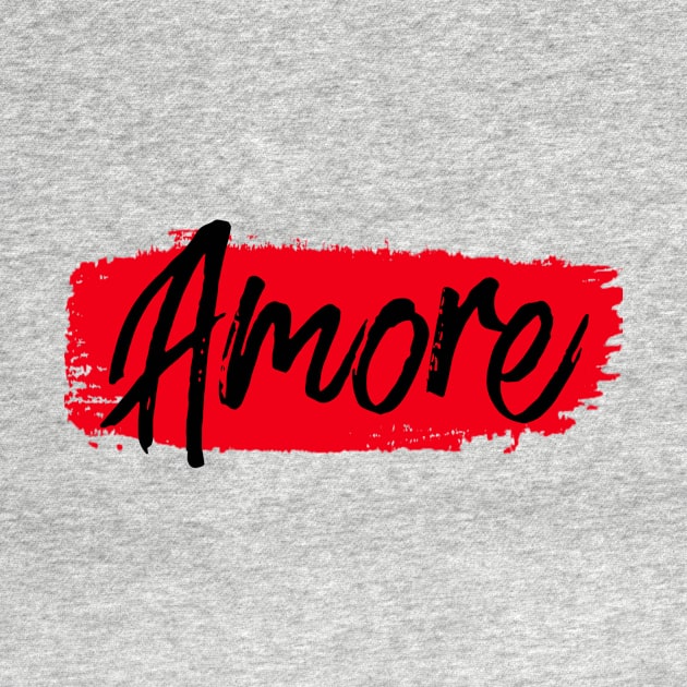 Amore text with red background by TeeLover